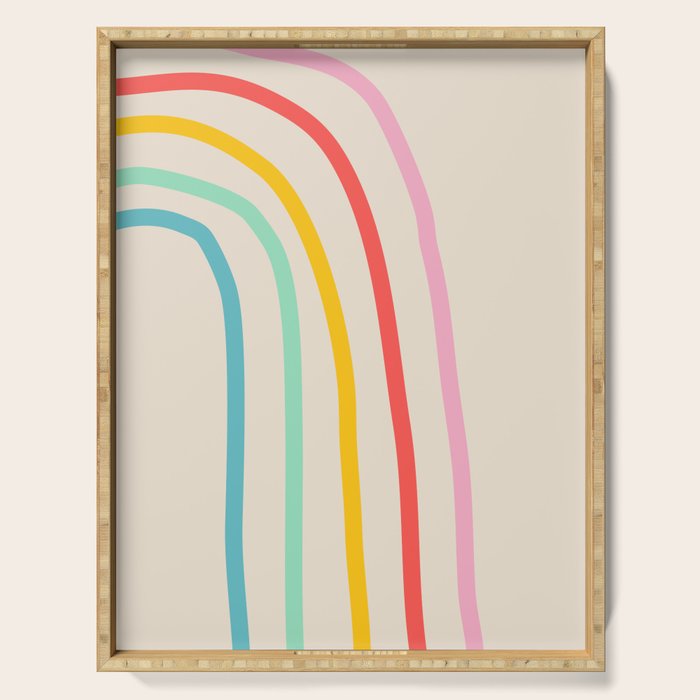 Abstract Pastel Rainbow Lines Serving Tray Gallery Image 1
