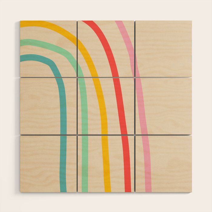 Abstract Pastel Rainbow Lines Wood Wall Art Gallery Image 1