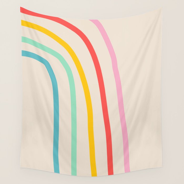 Abstract Pastel Rainbow Lines Wall Tapestry Gallery Image 1