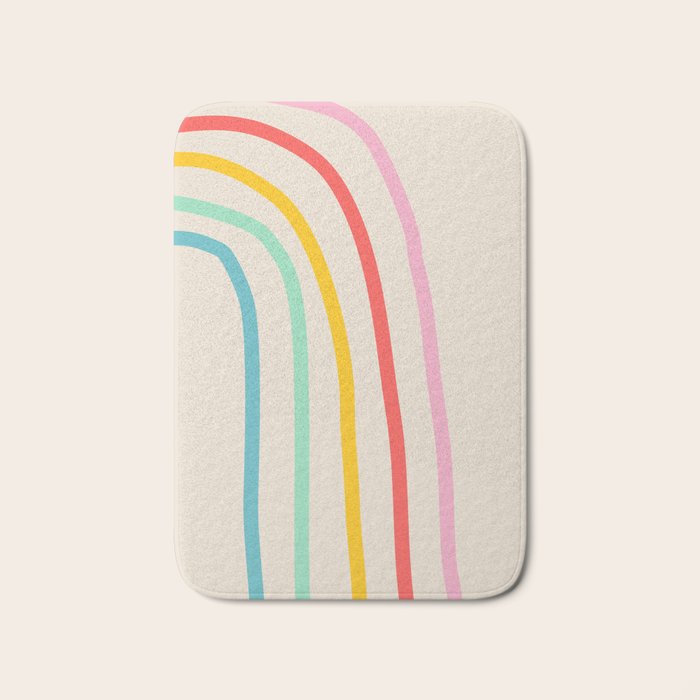 Abstract Pastel Rainbow Lines Bath Mat Gallery Image 1