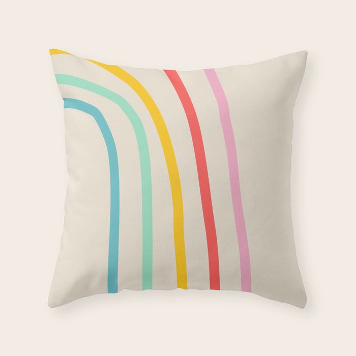 Abstract Pastel Rainbow Lines Throw Pillow Gallery Image 6