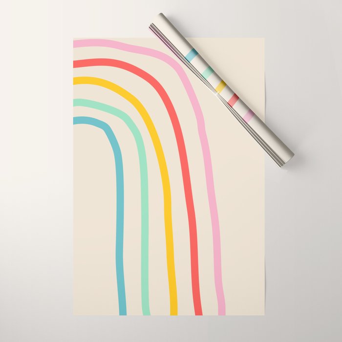 Abstract Pastel Rainbow Lines Wrapping Paper Gallery Image 1