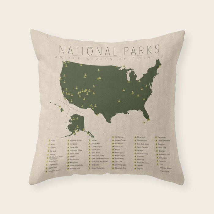 US National Parks Throw Pillow Gallery Image 1