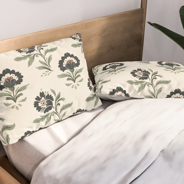 Elegant Vintage Floral Pattern Pillow Sham Gallery Image 2