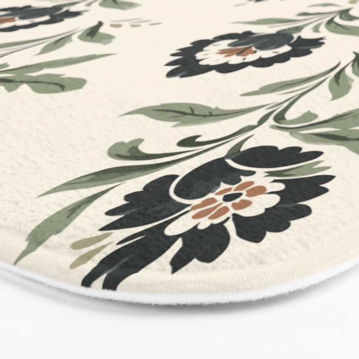 Elegant Vintage Floral Pattern Bath Mat Gallery Image 3