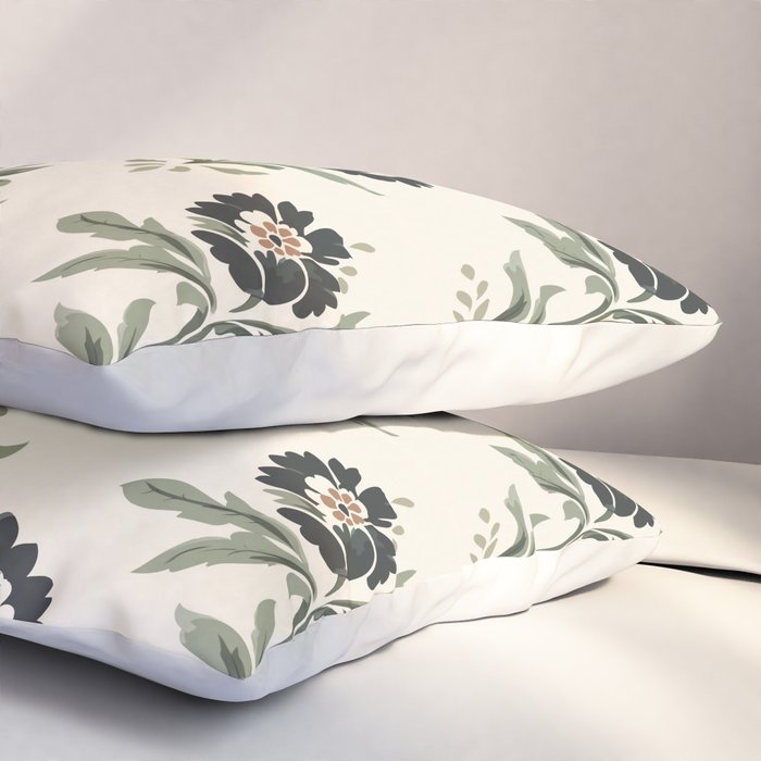 Elegant Vintage Floral Pattern Pillow Sham Gallery Image 3