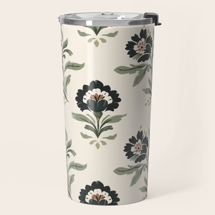 Elegant Vintage Floral Pattern Travel Mug Gallery Image 2