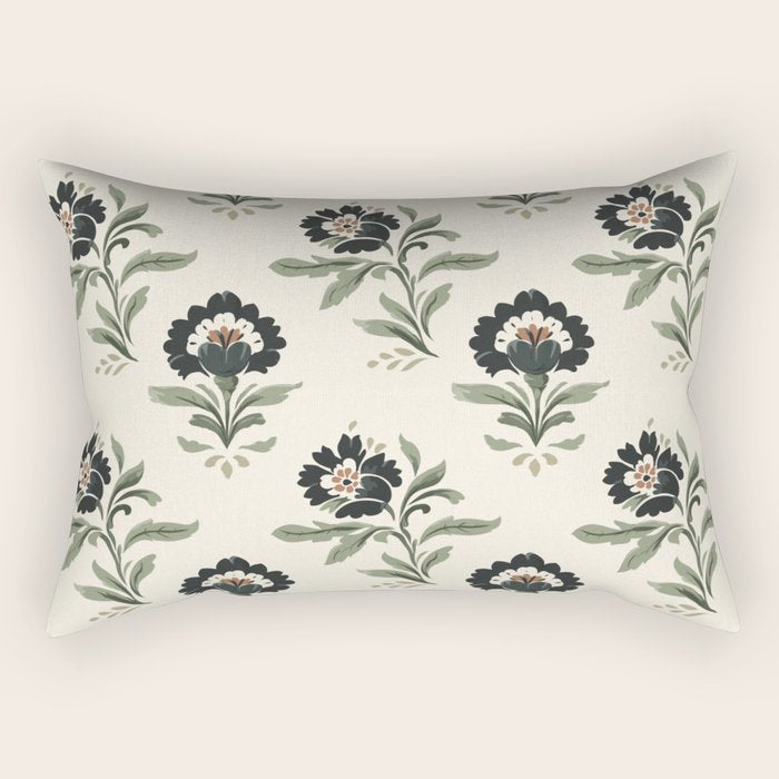 Elegant Vintage Floral Pattern Rectangular Pillow Gallery Image 2