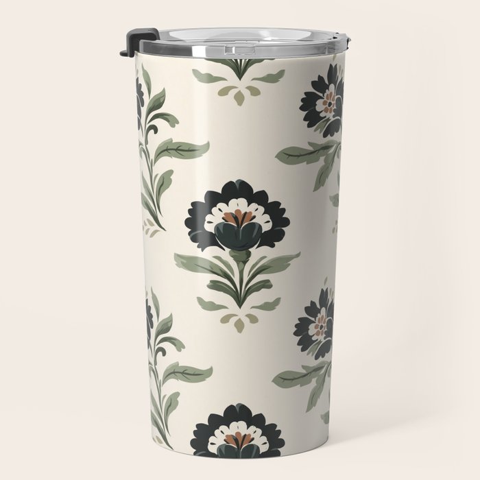 Elegant Vintage Floral Pattern Travel Mug Gallery Image 3