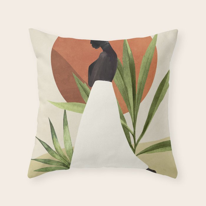 Minimal Abstract Art Tropical Girl 11 Throw Pillow Gallery Image 6