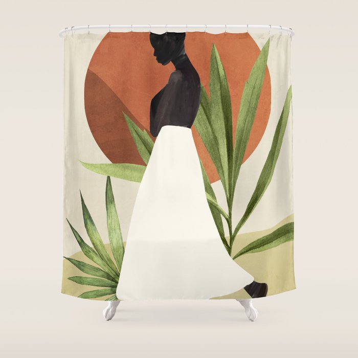 Minimal Abstract Art Tropical Girl 11 Shower Curtain Gallery Image 1