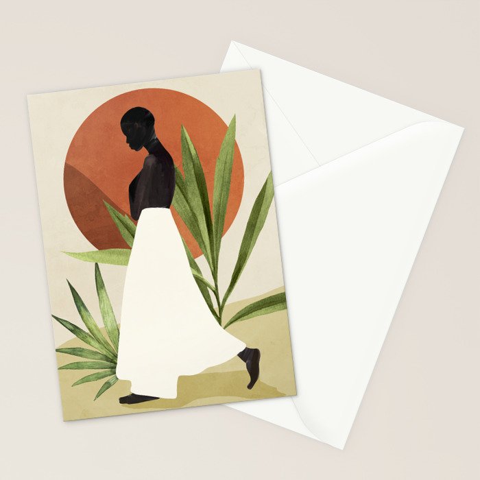 Minimal Abstract Art Tropical Girl 11 Stationery Card Gallery Image 2