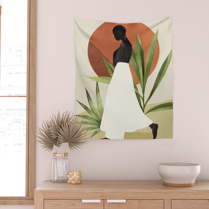 Minimal Abstract Art Tropical Girl 11 Wall Tapestry Gallery Image 2