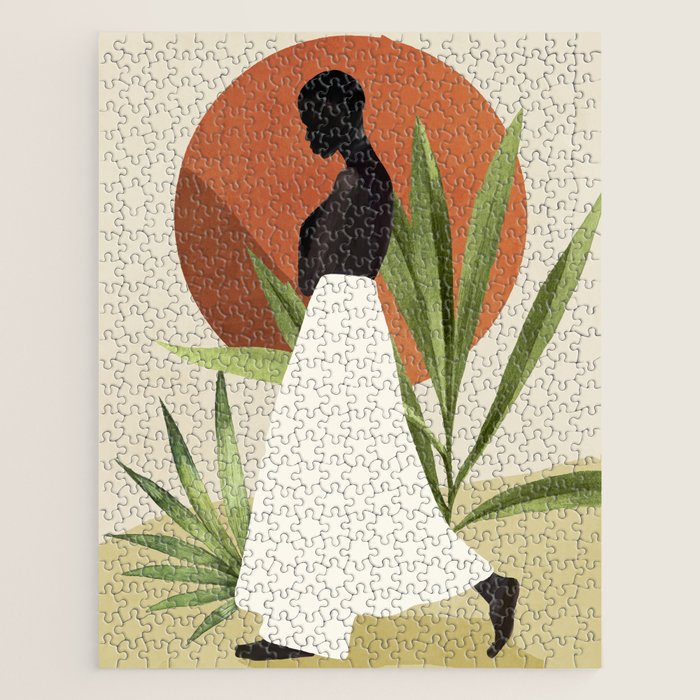 Minimal Abstract Art Tropical Girl 11 Jigsaw Puzzle Gallery Image 1
