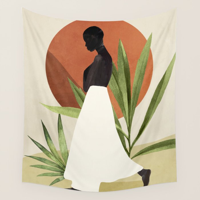 Minimal Abstract Art Tropical Girl 11 Wall Tapestry Gallery Image 4