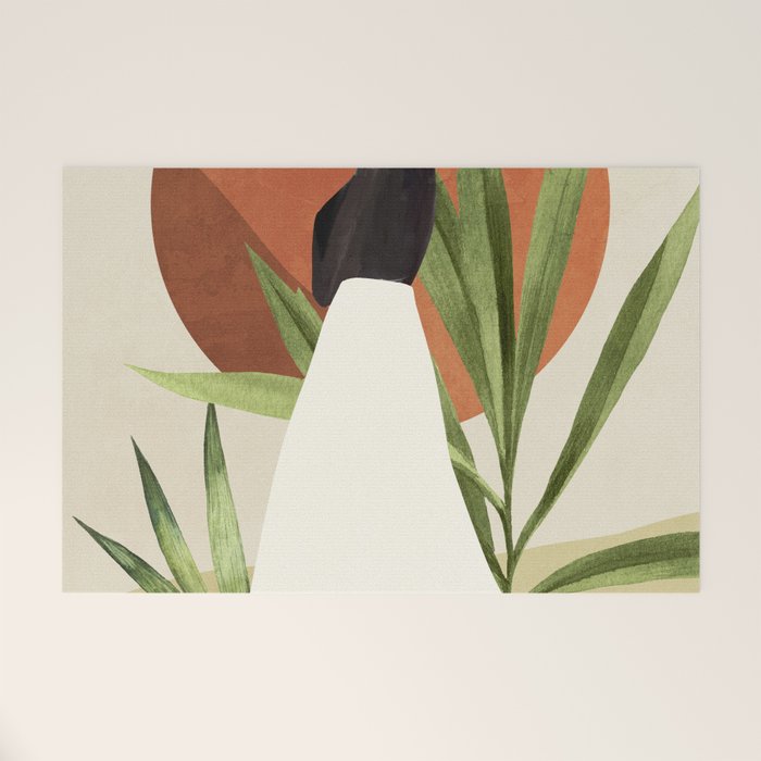 Minimal Abstract Art Tropical Girl 11 Welcome Mat Gallery Image 1