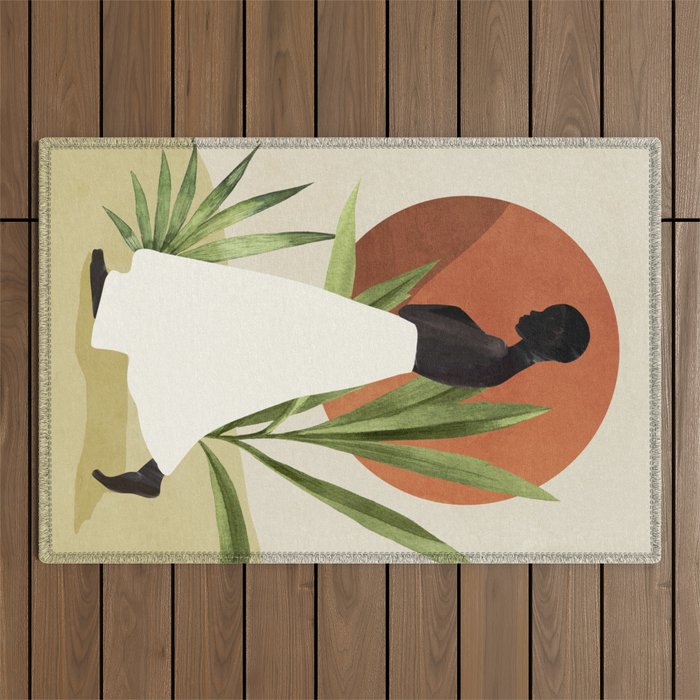 Minimal Abstract Art Tropical Girl 11 Outdoor Rug Gallery Image 1