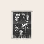 Plant Fossils Line Drawing Black Illustration Paper Collage Night Sky Minimalist Midcentury by Ejaaz Haniff  Wall Hanging Gallery Image 1