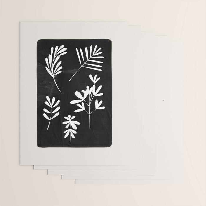 Plant Fossils Line Drawing Black Illustration Paper Collage Night Sky Minimalist Midcentury by Ejaaz Haniff  Wrapping Paper Gallery Image 3