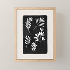 Plant Fossils Line Drawing Black Illustration Paper Collage Night Sky Minimalist Midcentury by Ejaaz Haniff  Mini Art Print Gallery Image 1