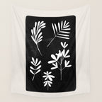 Plant Fossils Line Drawing Black Illustration Paper Collage Night Sky Minimalist Midcentury by Ejaaz Haniff  Wall Tapestry Gallery Image 4