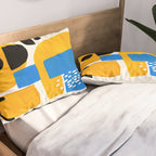Mid Century Modern abstract Minimalist Fun Colorful Shapes Patterns Ikea Yellow & Blue Pillow Sham Gallery Image 2