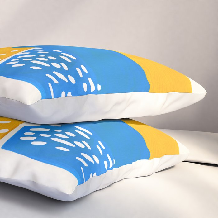 Mid Century Modern abstract Minimalist Fun Colorful Shapes Patterns Ikea Yellow & Blue Pillow Sham Gallery Image 3