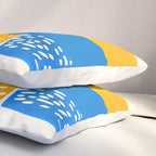 Mid Century Modern abstract Minimalist Fun Colorful Shapes Patterns Ikea Yellow & Blue Pillow Sham Gallery Image 3