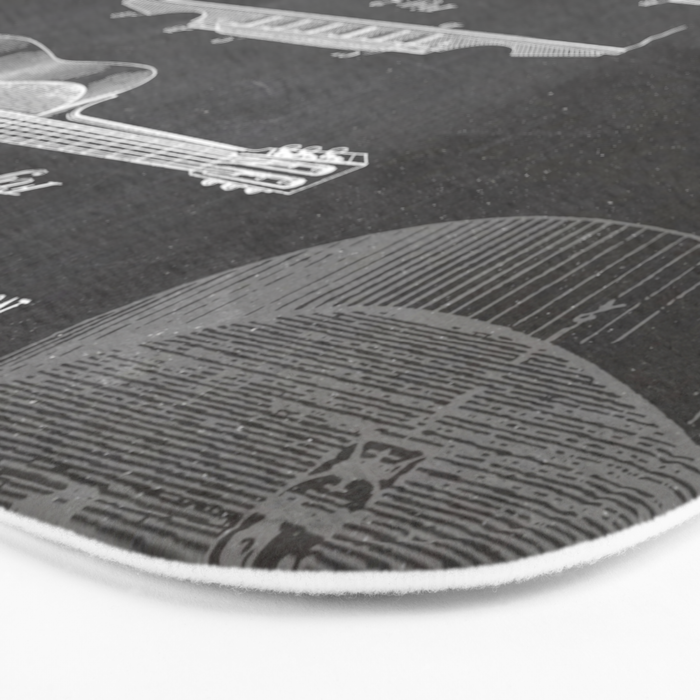 Acoustic Guitar Patent - Guitar Player Music Lover Art - Black Chalkboard Bath Mat Gallery Image 3