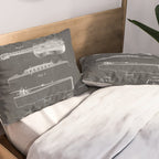 Acoustic Guitar Patent - Guitar Player Music Lover Art - Black Chalkboard Pillow Sham Gallery Image 2