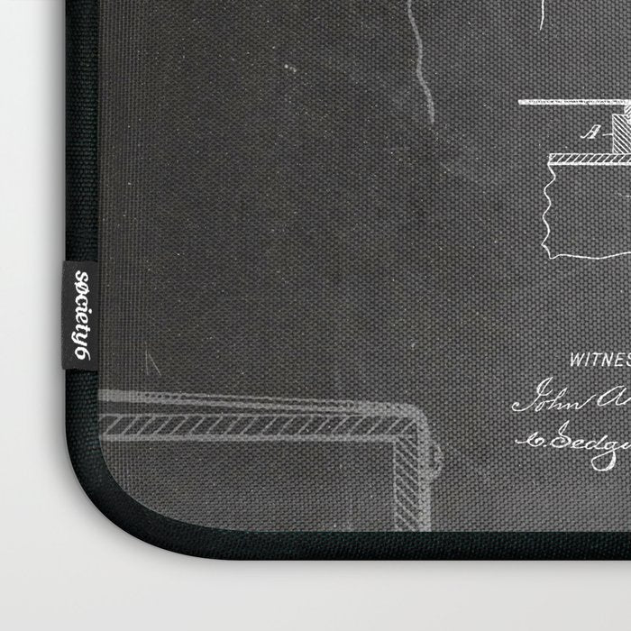 Acoustic Guitar Patent - Guitar Player Music Lover Art - Black Chalkboard Laptop Sleeve Gallery Image 3