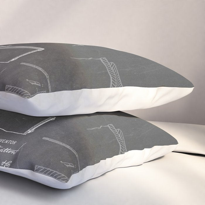 Acoustic Guitar Patent - Guitar Player Music Lover Art - Black Chalkboard Pillow Sham Gallery Image 3