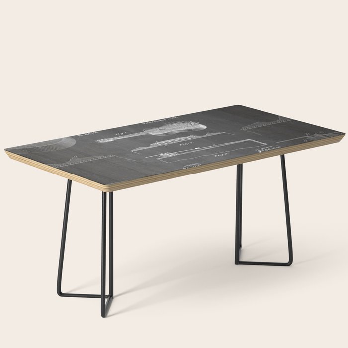 Acoustic Guitar Patent - Guitar Player Music Lover Art - Black Chalkboard Coffee Table Gallery Image 1