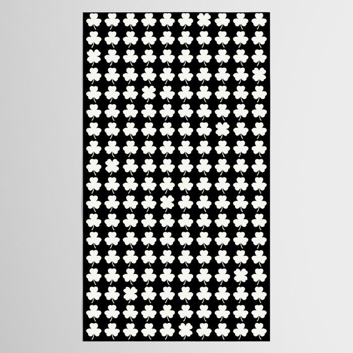 Clovers II Black and White Botanical Pattern Tablecloth Gallery Image 2