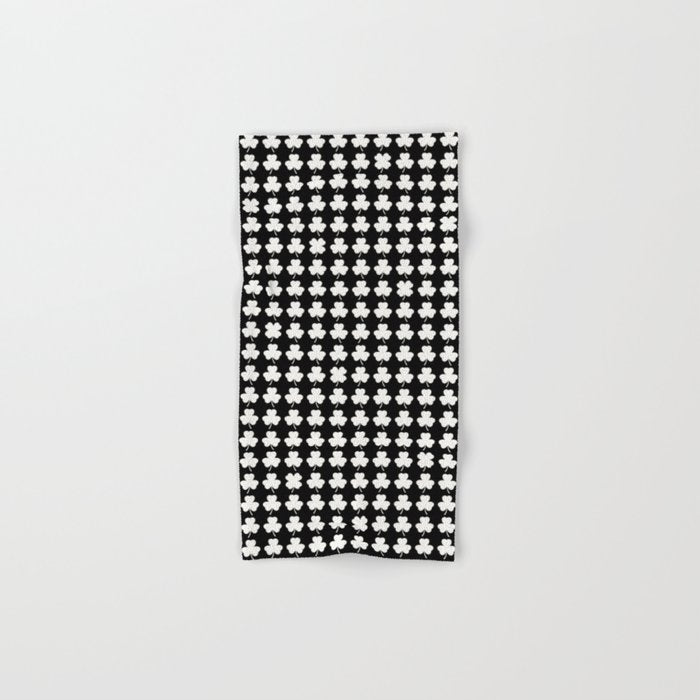 Clovers II Black and White Botanical Pattern Bath Towel Gallery Image 1
