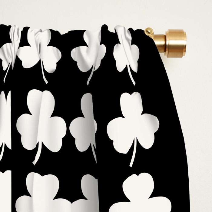 Clovers II Black and White Botanical Pattern Window Curtain Gallery Image 2