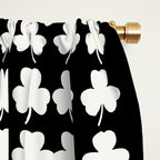 Clovers II Black and White Botanical Pattern Window Curtain Gallery Image 2