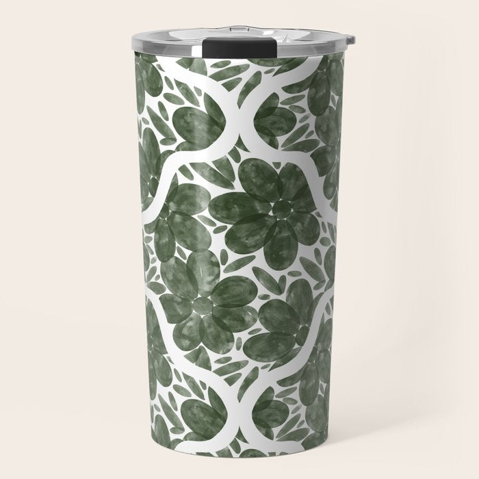 Green Petals Oasis Motif Travel Mug Gallery Image 1
