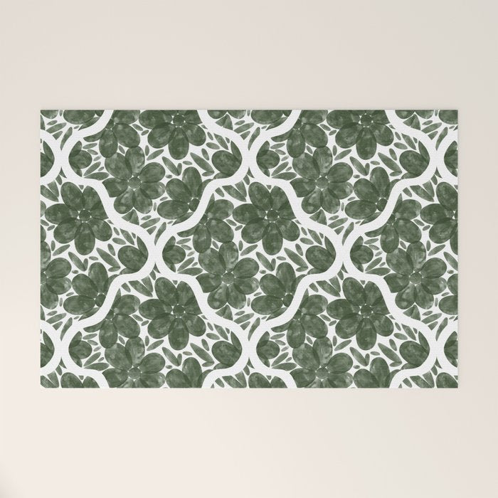 Green Petals Oasis Motif Welcome Mat Gallery Image 1