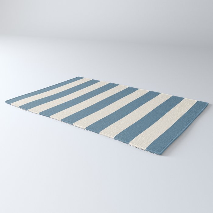 Blue And Cream Vertical Stripes Rug Gallery Image 3
