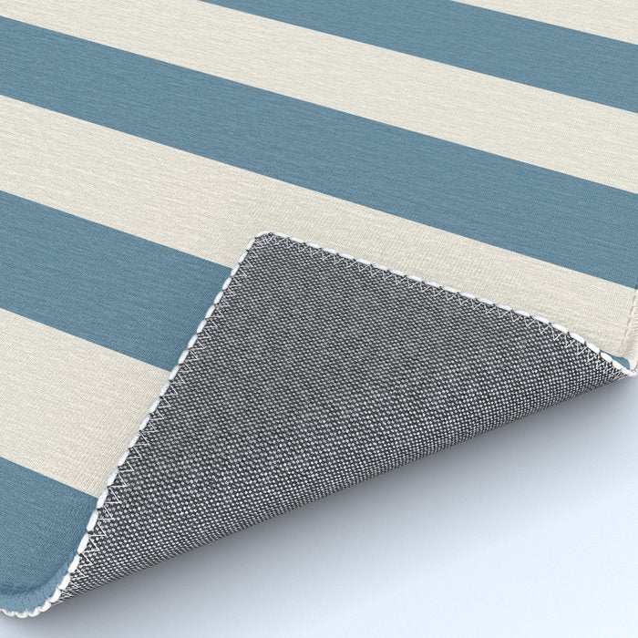 Blue And Cream Vertical Stripes Rug Gallery Image 4