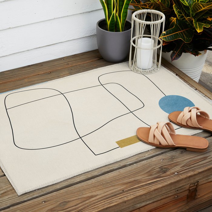 minimal geometric art Outdoor Rug Gallery Image 2
