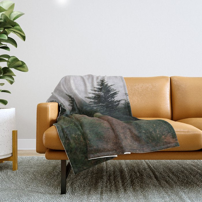 Moody Forest Path Throw Blanket Gallery Image 1