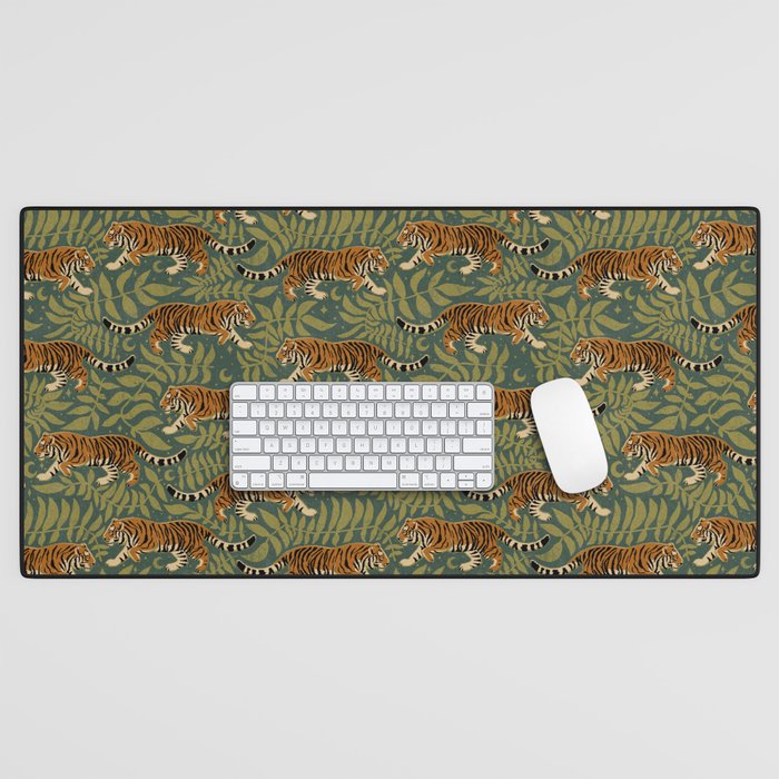 Tigers - forest and fern Desk Mat Gallery Image 1