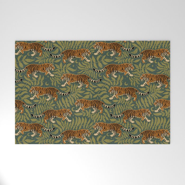 Tigers - forest and fern Welcome Mat Gallery Image 1