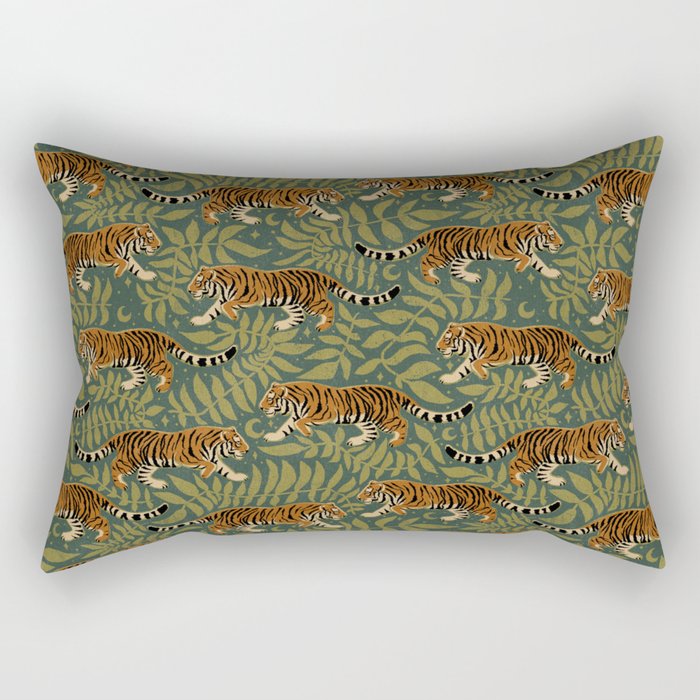 Tigers - forest and fern Rectangular Pillow Gallery Image 1