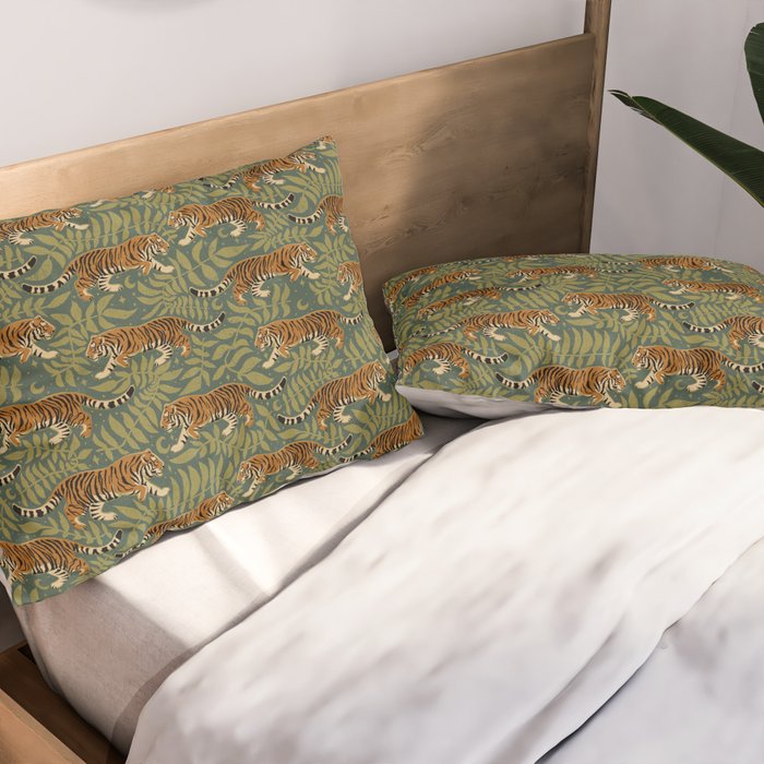 Tigers - forest and fern Pillow Sham Gallery Image 2