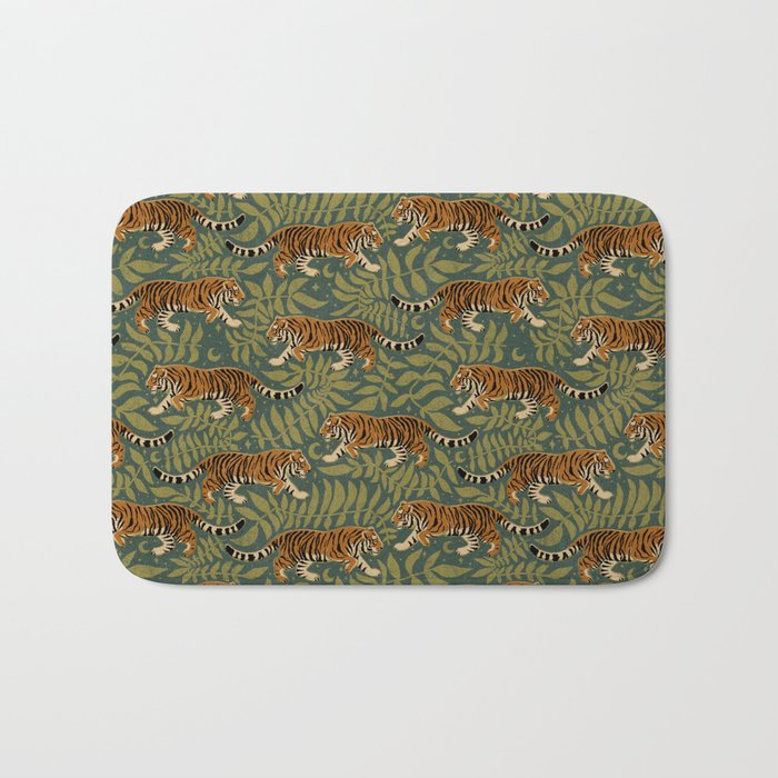Tigers - forest and fern Bath Mat Gallery Image 1