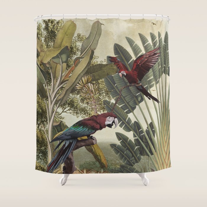 Parrot Garden Shower Curtain Gallery Image 1