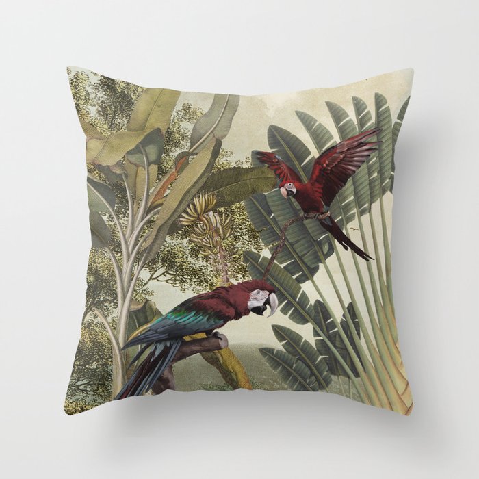 Parrot Garden Throw Pillow Gallery Image 1